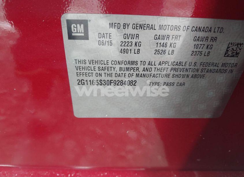 Photo 9 of 2015 Chevrolet Impala 2LZ (VIN 2G1165S30F9284082)