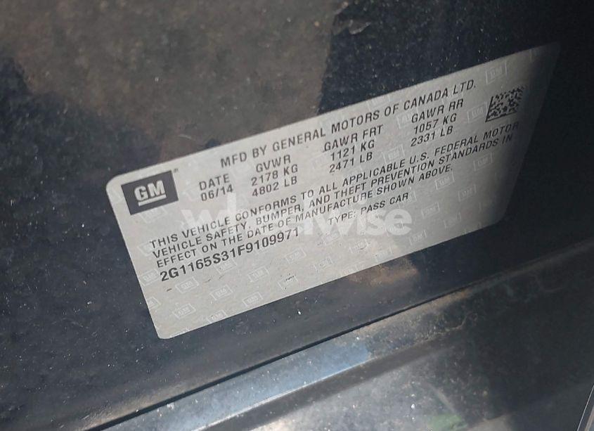 Photo 9 of 2015 Chevrolet Impala 2LZ (VIN 2G1165S31F9109971)