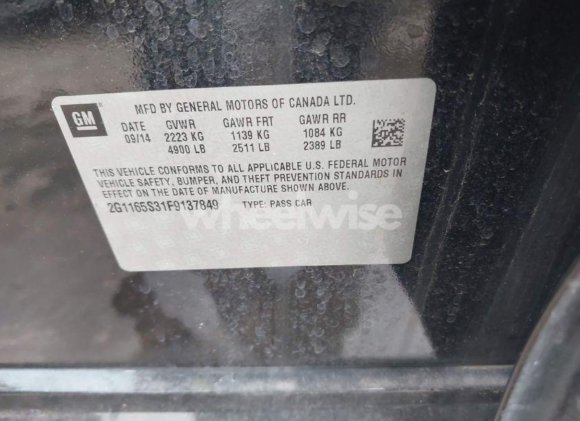 Photo 9 of 2015 Chevrolet Impala 2LZ (VIN 2G1165S31F9137849)