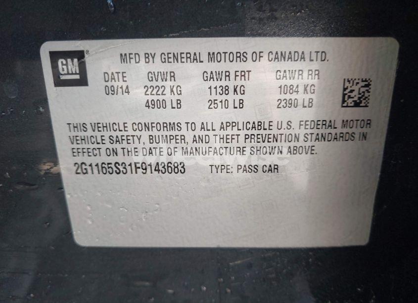 Photo 9 of 2015 Chevrolet Impala 2LZ (VIN 2G1165S31F9143683)