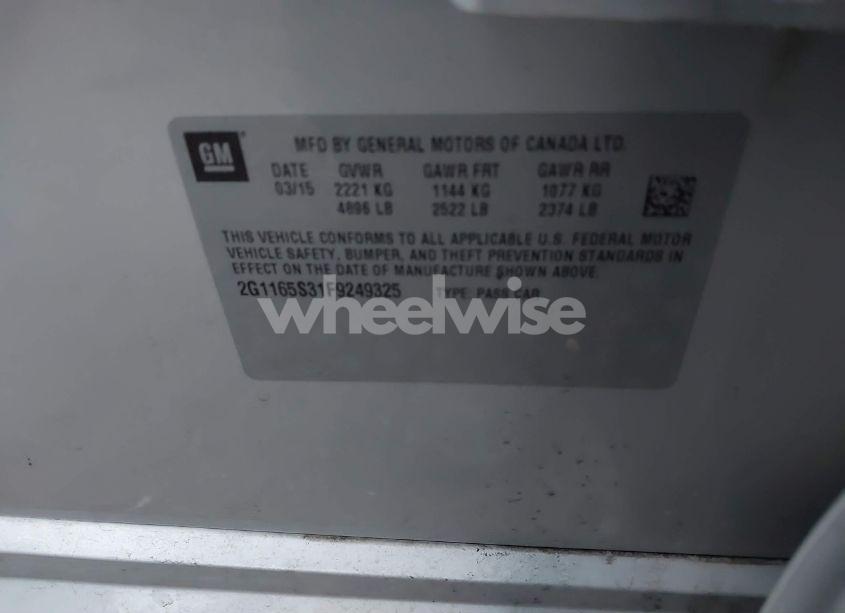 Photo 9 of 2015 Chevrolet Impala 2LZ (VIN 2G1165S31F9249325)