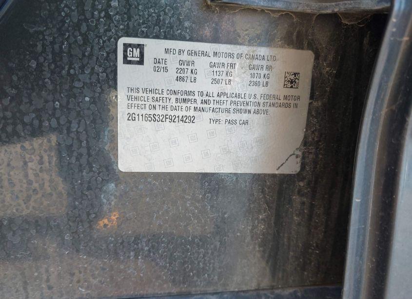 Photo 9 of 2015 Chevrolet Impala 2LZ (VIN 2G1165S32F9214292)