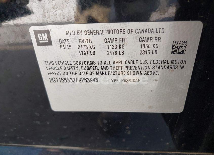 Photo 9 of 2015 Chevrolet Impala 2LZ (VIN 2G1165S32F9263945)