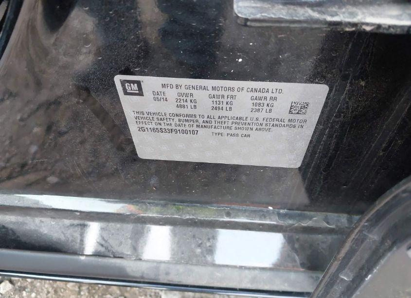 Photo 9 of 2015 Chevrolet Impala 2LZ (VIN 2G1165S33F9100107)