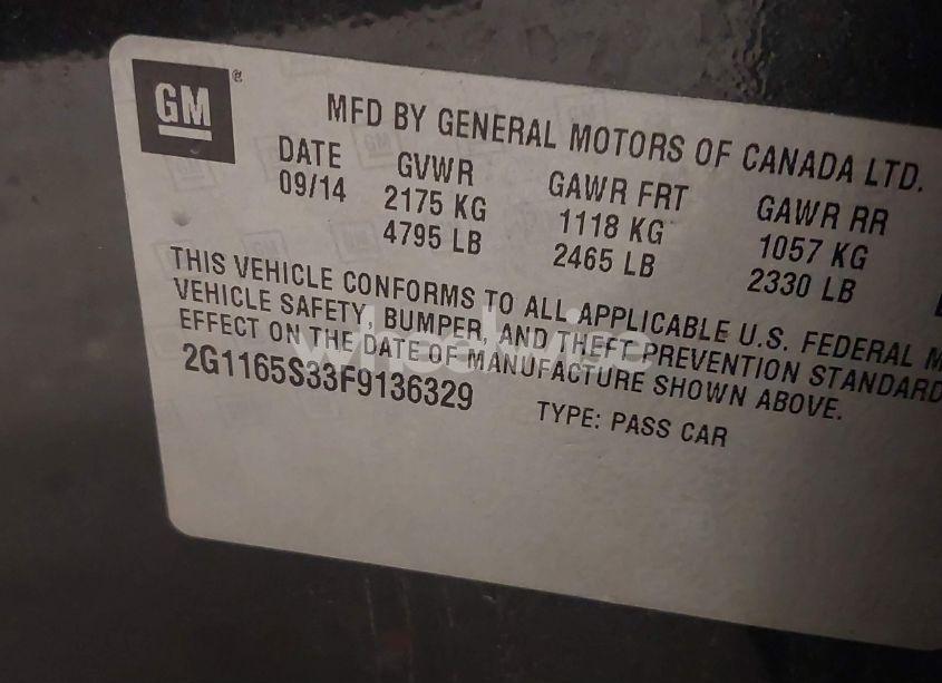 Photo 9 of 2015 Chevrolet Impala 2LZ (VIN 2G1165S33F9136329)