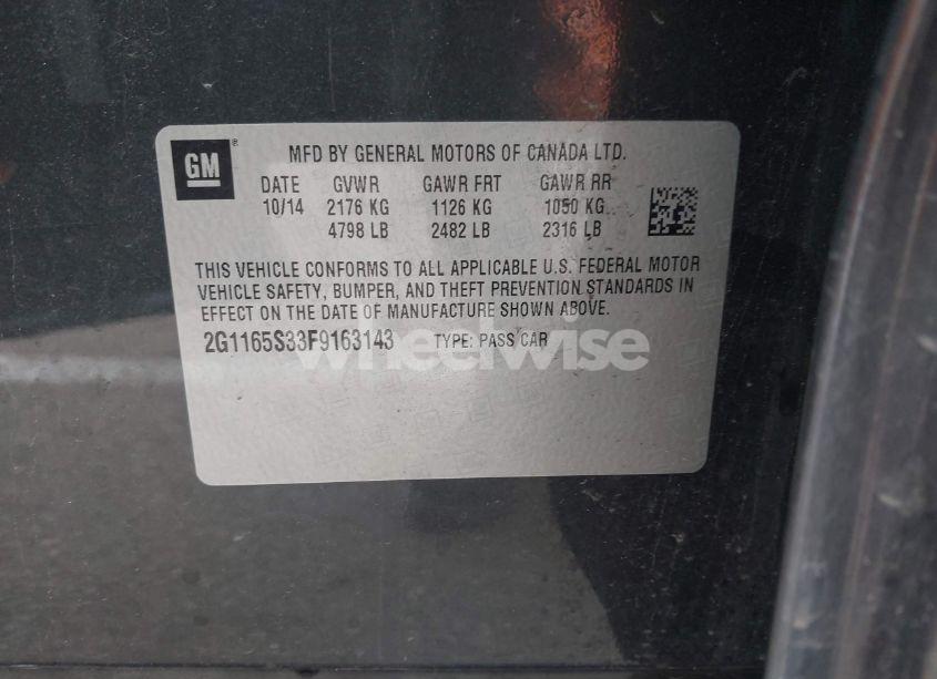 Photo 9 of 2015 Chevrolet Impala 2LZ (VIN 2G1165S33F9163143)