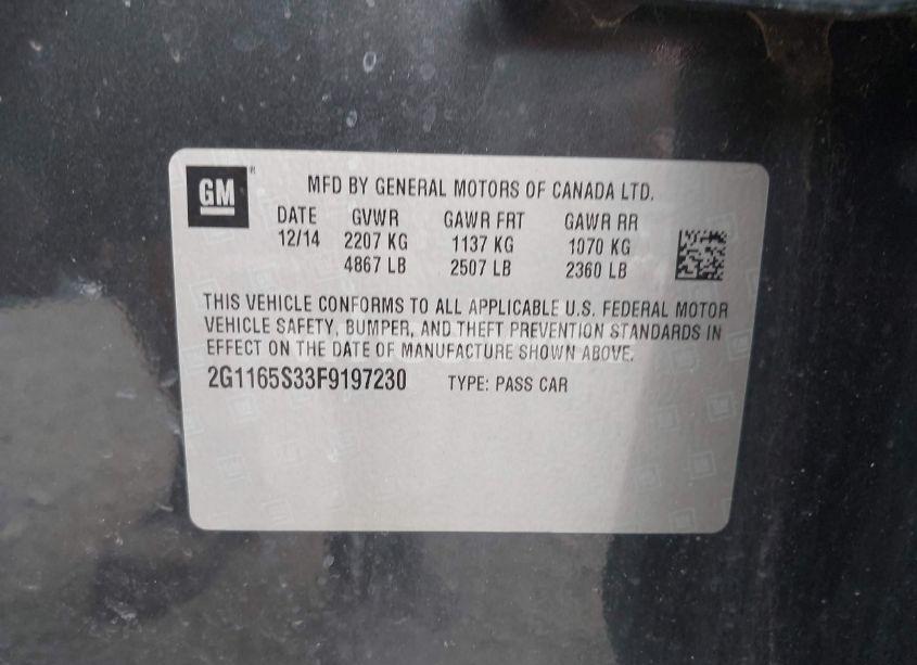 Photo 9 of 2015 Chevrolet Impala 2LZ (VIN 2G1165S33F9197230)