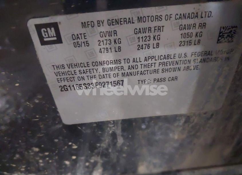 Photo 9 of 2015 Chevrolet Impala 2LZ (VIN 2G1165S33F9271567)