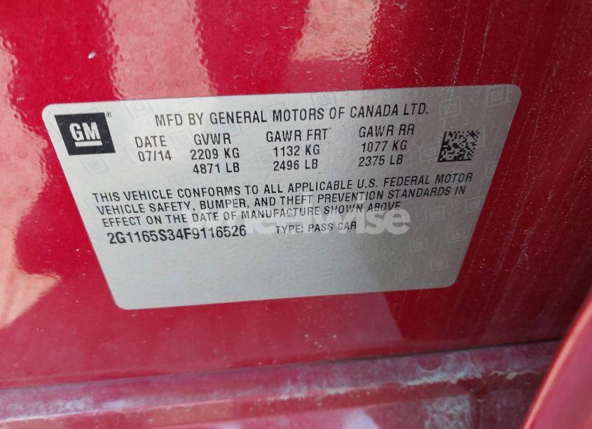 Photo 9 of 2015 Chevrolet Impala 2LZ (VIN 2G1165S34F9116526)