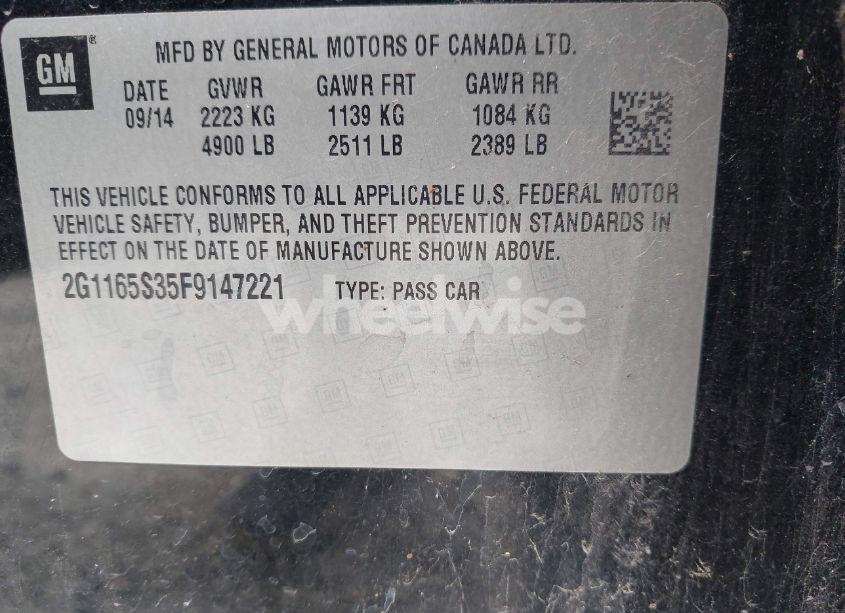Photo 9 of 2015 Chevrolet Impala 2LZ (VIN 2G1165S35F9147221)