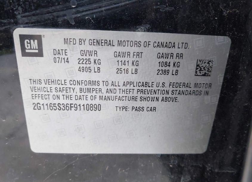 Photo 9 of 2015 Chevrolet Impala 2LZ (VIN 2G1165S36F9110890)