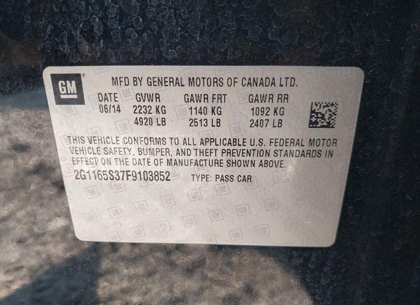 Photo 9 of 2015 Chevrolet Impala 2LZ (VIN 2G1165S37F9103852)
