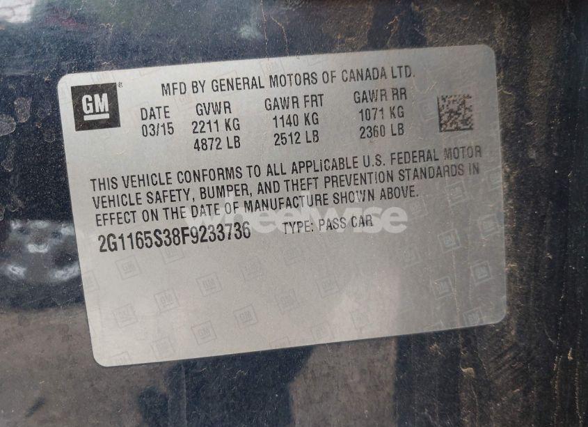 Photo 9 of 2015 Chevrolet Impala 2LZ (VIN 2G1165S38F9233736)