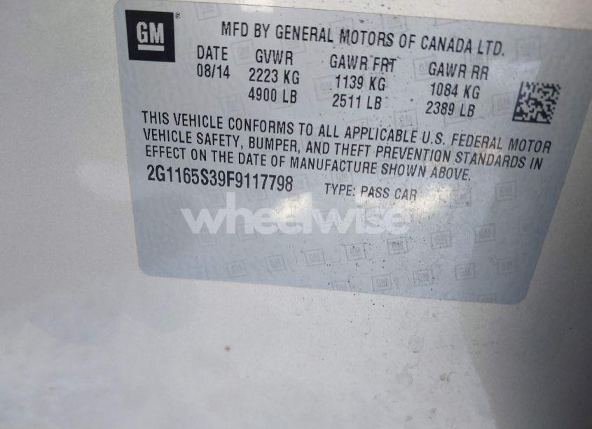 Photo 9 of 2015 Chevrolet Impala 2LZ (VIN 2G1165S39F9117798)