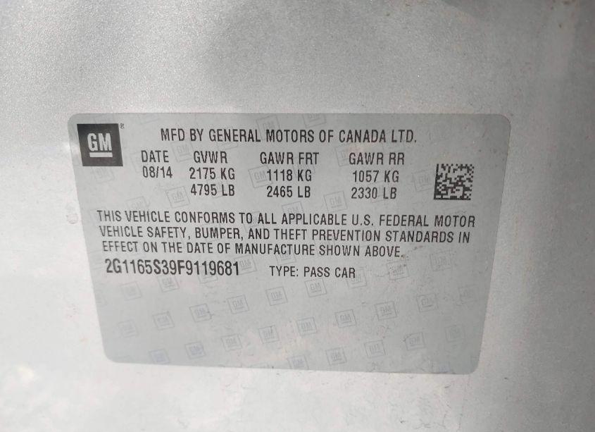 Photo 9 of 2015 Chevrolet Impala 2LZ (VIN 2G1165S39F9119681)