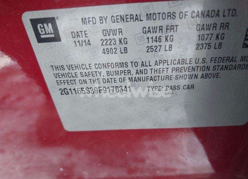 Photo 9 of 2015 Chevrolet Impala 2LZ (VIN 2G1165S39F9170341)