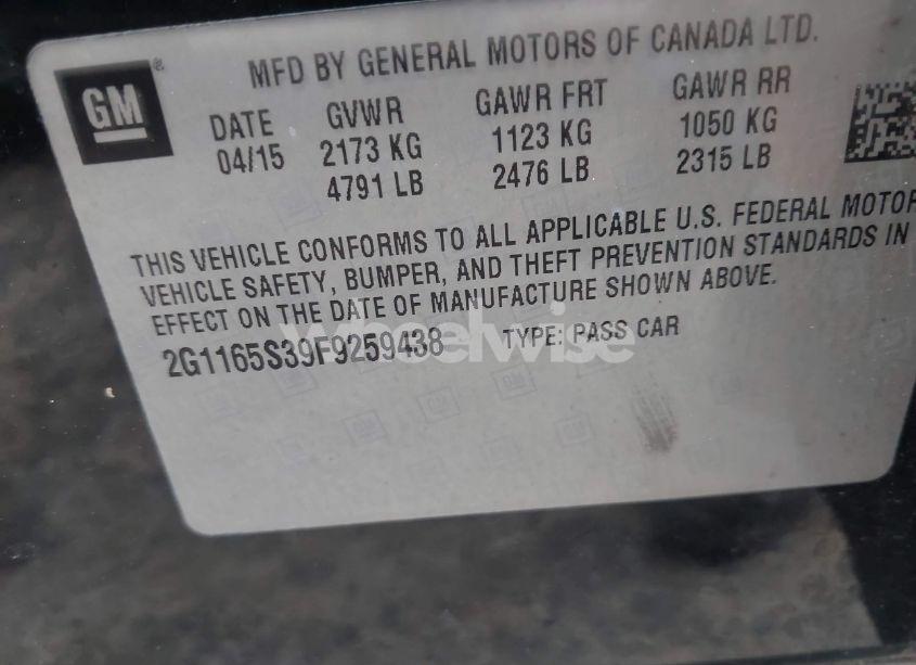 Photo 9 of 2015 Chevrolet Impala 2LZ (VIN 2G1165S39F9259438)