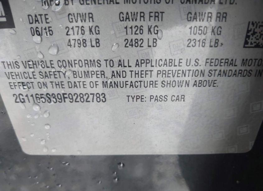 Photo 9 of 2015 Chevrolet Impala 2LZ (VIN 2G1165S39F9282783)