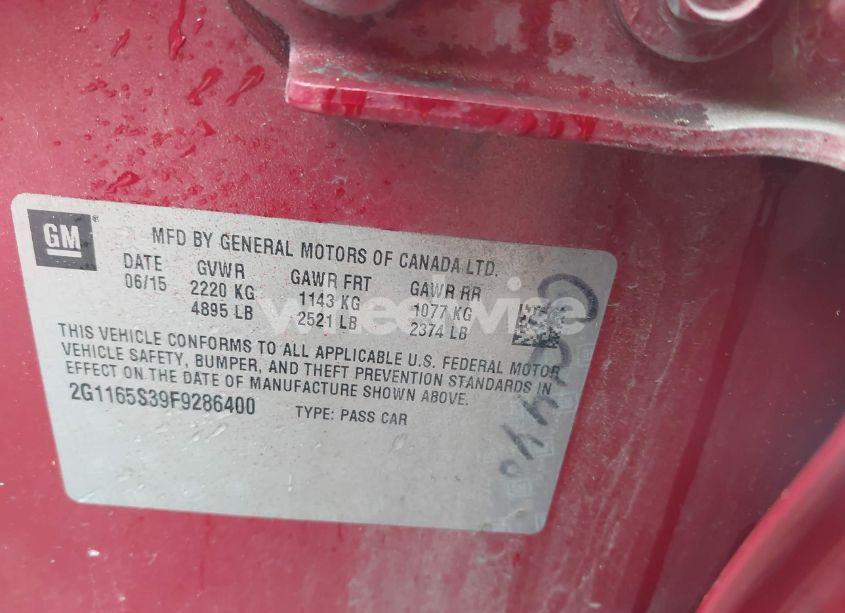 Photo 9 of 2015 Chevrolet Impala 2LZ (VIN 2G1165S39F9286400)