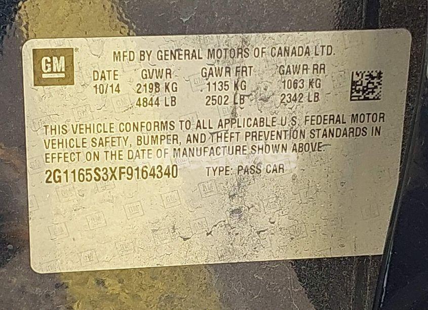 Photo 9 of 2015 Chevrolet Impala 2LZ (VIN 2G1165S3XF9164340)