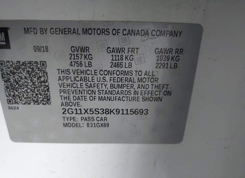 Photo 9 of 2019 Chevrolet Impala LS (VIN 2G11X5S38K9115693)