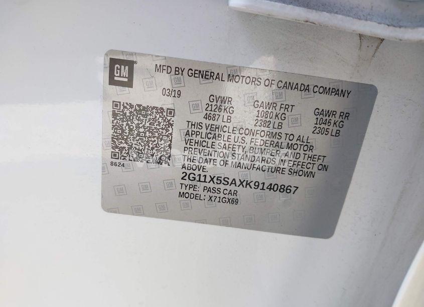 Photo 9 of 2019 Chevrolet Impala LS (VIN 2G11X5SAXK9140867)