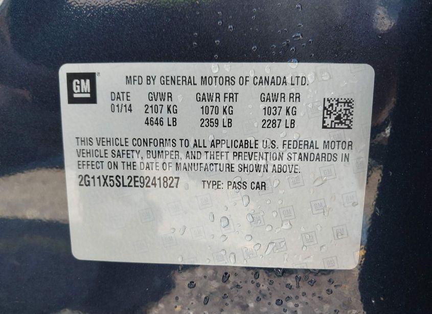 Photo 9 of 2014 Chevrolet Impala 1FL (VIN 2G11X5SL2E9241827)