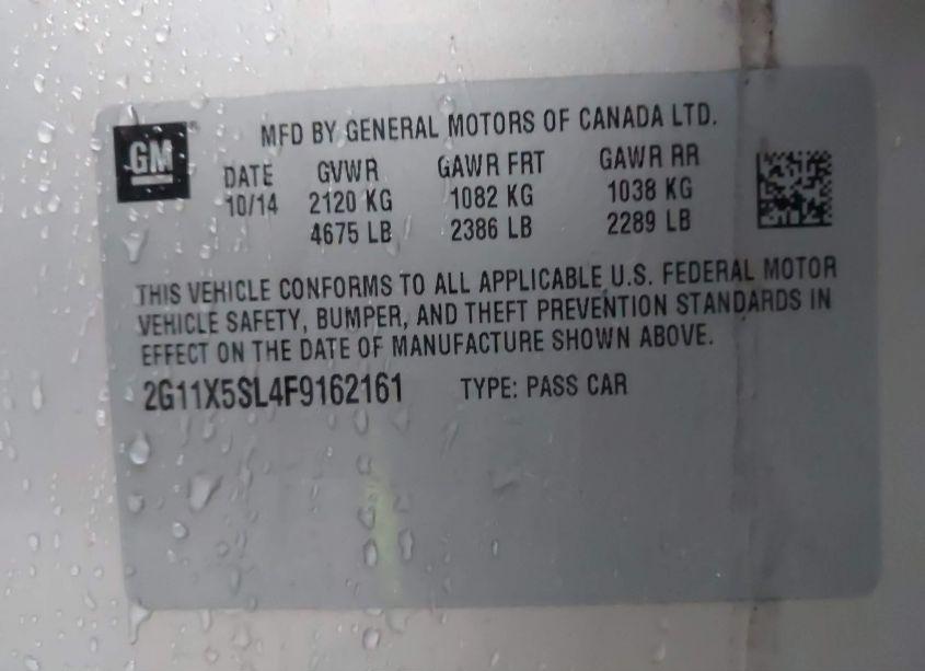 Photo 9 of 2015 Chevrolet Impala 1FL (VIN 2G11X5SL4F9162161)