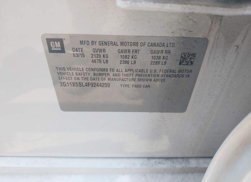 Photo 9 of 2015 Chevrolet Impala 1FL (VIN 2G11X5SL4F9244259)