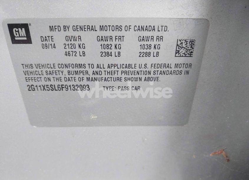 Photo 9 of 2015 Chevrolet Impala 1FL (VIN 2G11X5SL6F9132093)