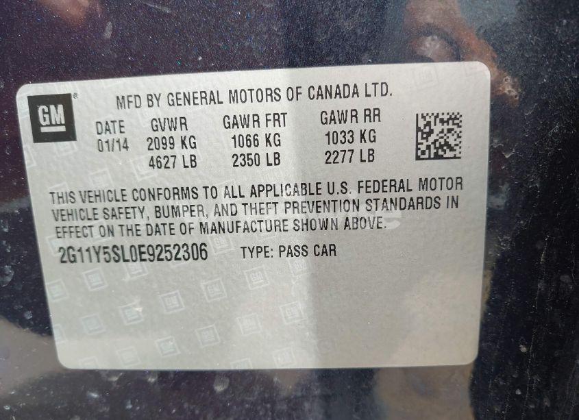 Photo 9 of 2014 Chevrolet Impala 1LS (VIN 2G11Y5SL0E9252306)