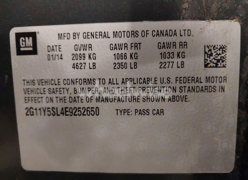 Photo 9 of 2014 Chevrolet Impala 1LS (VIN 2G11Y5SL4E9252650)