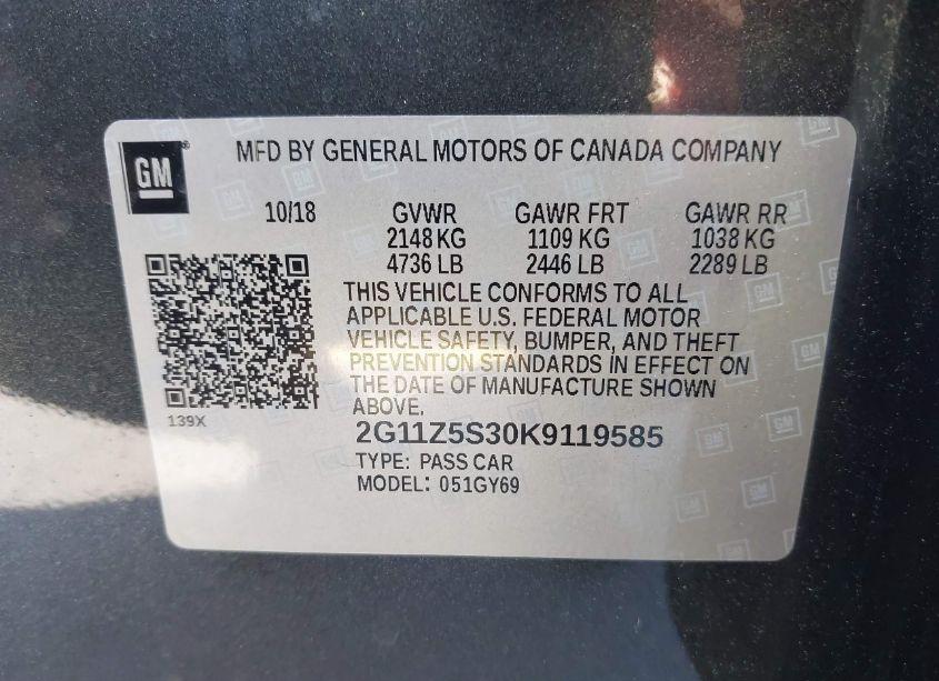 Photo 9 of 2019 Chevrolet Impala LT (VIN 2G11Z5S30K9119585)