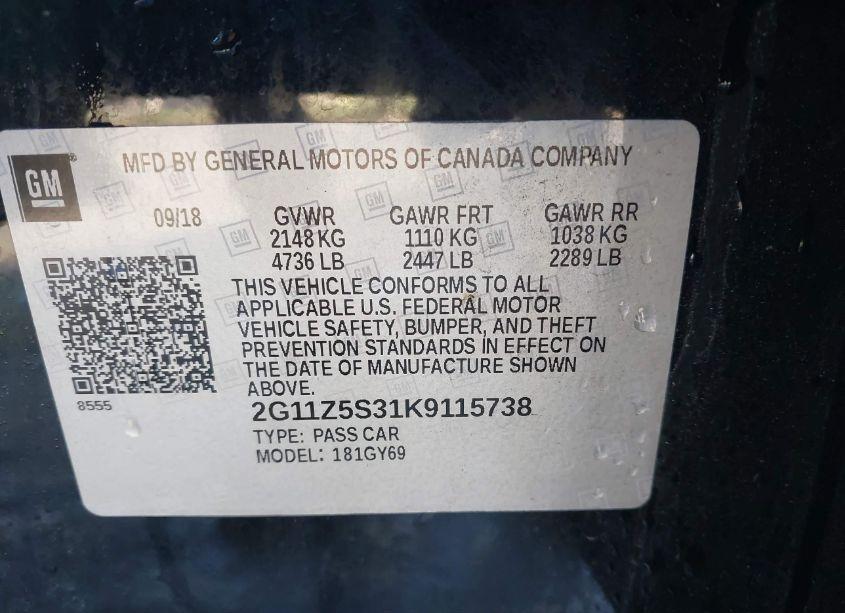 Photo 9 of 2019 Chevrolet Impala LT (VIN 2G11Z5S31K9115738)