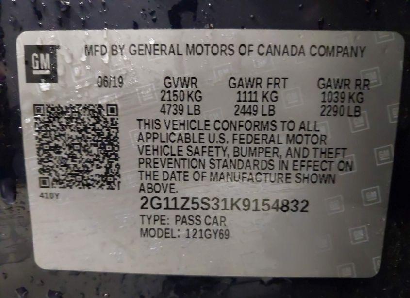 Photo 9 of 2019 Chevrolet Impala LT (VIN 2G11Z5S31K9154832)