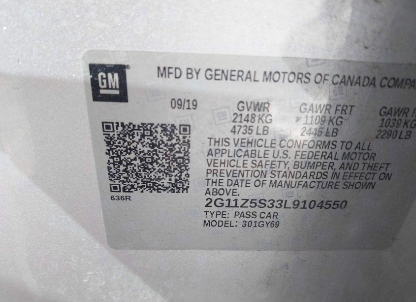 Photo 9 of 2020 Chevrolet Impala FWD LT (VIN 2G11Z5S33L9104550)