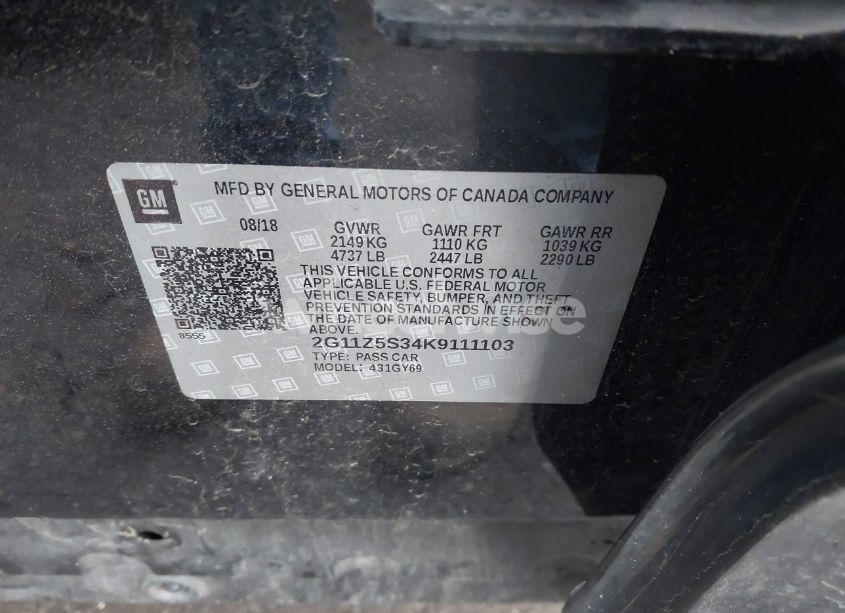 Photo 9 of 2019 Chevrolet Impala LT (VIN 2G11Z5S34K9111103)