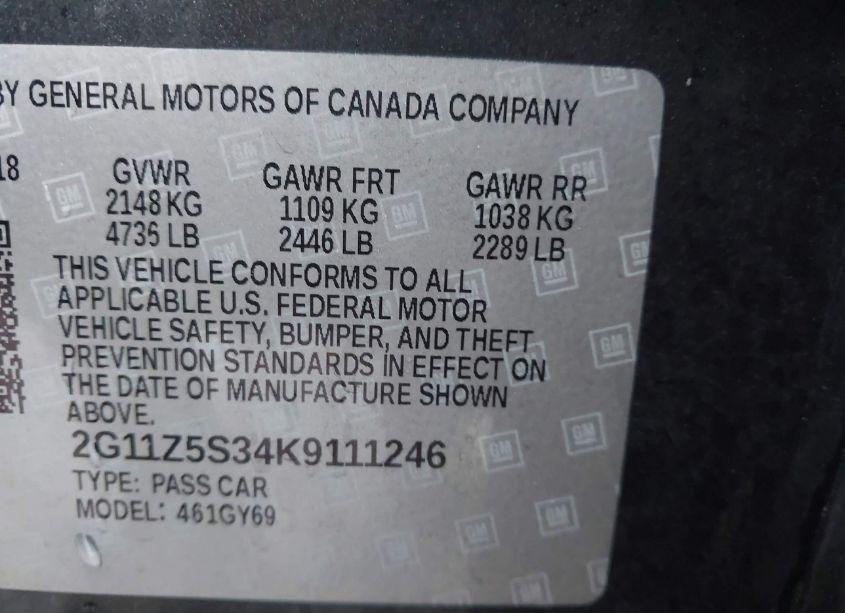 Photo 9 of 2019 Chevrolet Impala LT (VIN 2G11Z5S34K9111246)