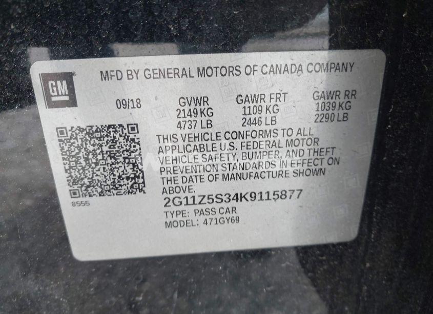 Photo 9 of 2019 Chevrolet Impala LT (VIN 2G11Z5S34K9115877)