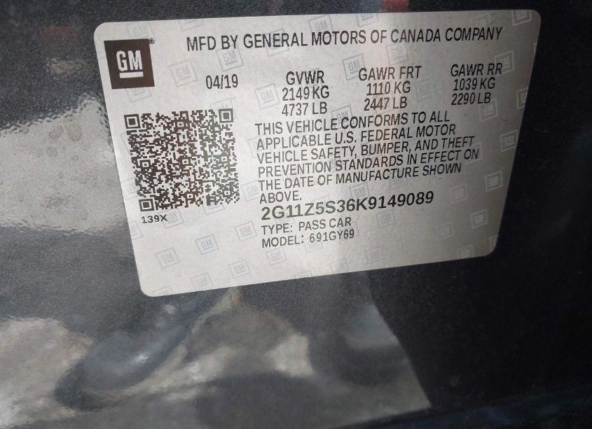 Photo 9 of 2019 Chevrolet Impala LT (VIN 2G11Z5S36K9149089)