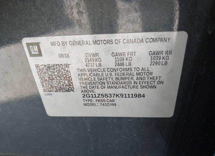 Photo 9 of 2019 Chevrolet Impala LT (VIN 2G11Z5S37K9111984)