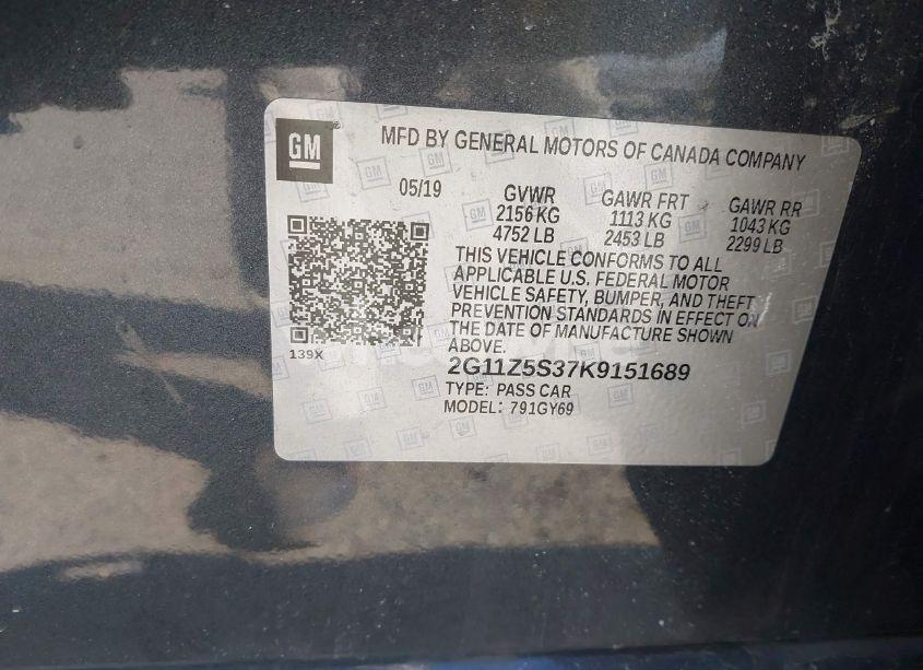 Photo 9 of 2019 Chevrolet Impala LT (VIN 2G11Z5S37K9151689)