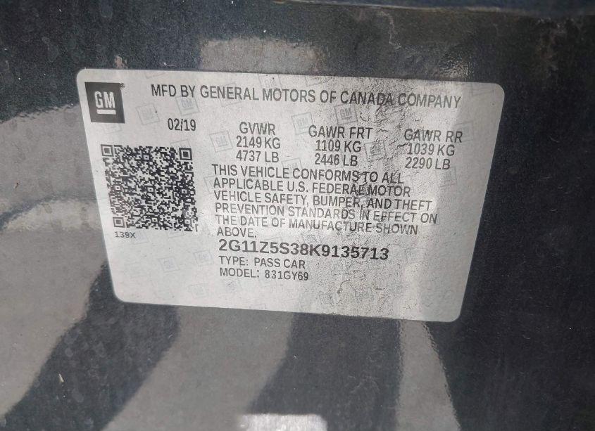 Photo 9 of 2019 Chevrolet Impala LT (VIN 2G11Z5S38K9135713)