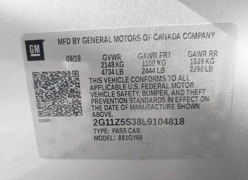 Photo 9 of 2020 Chevrolet Impala FWD LT (VIN 2G11Z5S38L9104818)