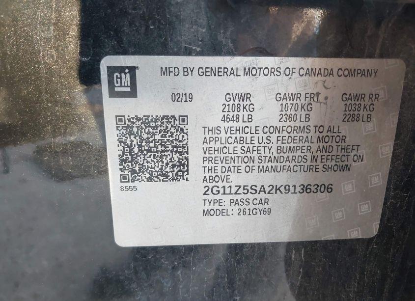 Photo 9 of 2019 Chevrolet Impala LT (VIN 2G11Z5SA2K9136306)