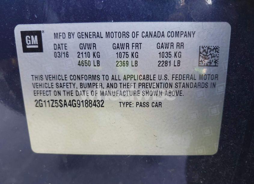 Photo 9 of 2016 Chevrolet Impala LS (VIN 2G11Z5SA4G9188432)