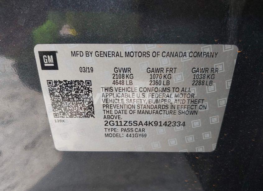 Photo 9 of 2019 Chevrolet Impala LT (VIN 2G11Z5SA4K9142334)