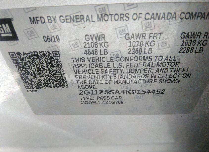 Photo 9 of 2019 Chevrolet Impala LT (VIN 2G11Z5SA4K9154452)