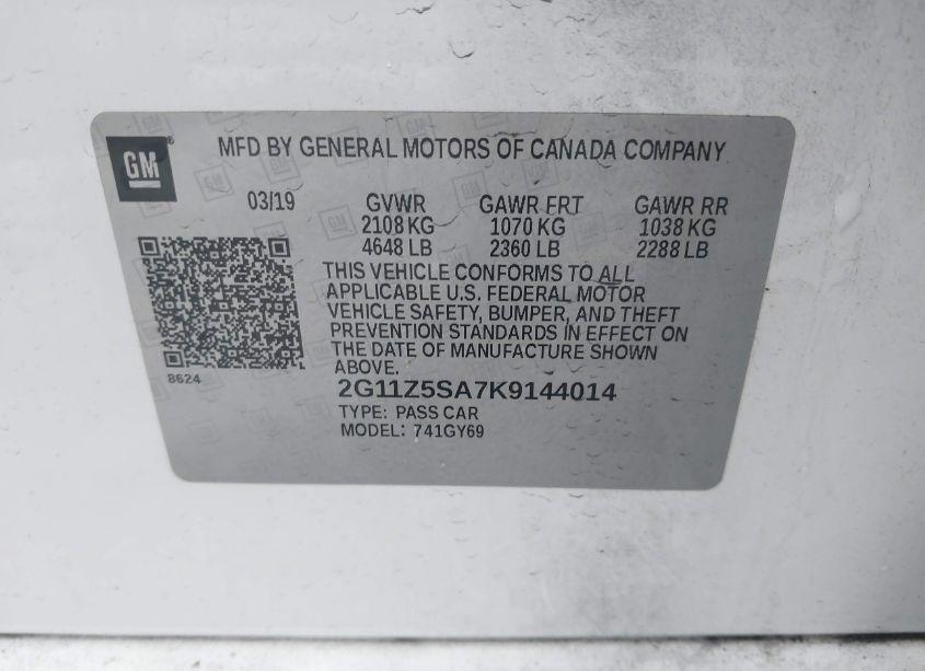 Photo 9 of 2019 Chevrolet Impala LT (VIN 2G11Z5SA7K9144014)