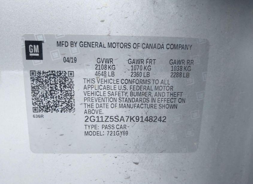 Photo 9 of 2019 Chevrolet Impala LT (VIN 2G11Z5SA7K9148242)